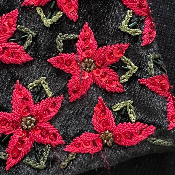 Vintage Tiara International Poinsettia Cardigan Sweater Medium Holiday Christmas - Picture 7 of 7
